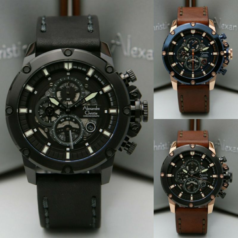 Alexandre Christie 6564 Leather Brown Rosegold Original