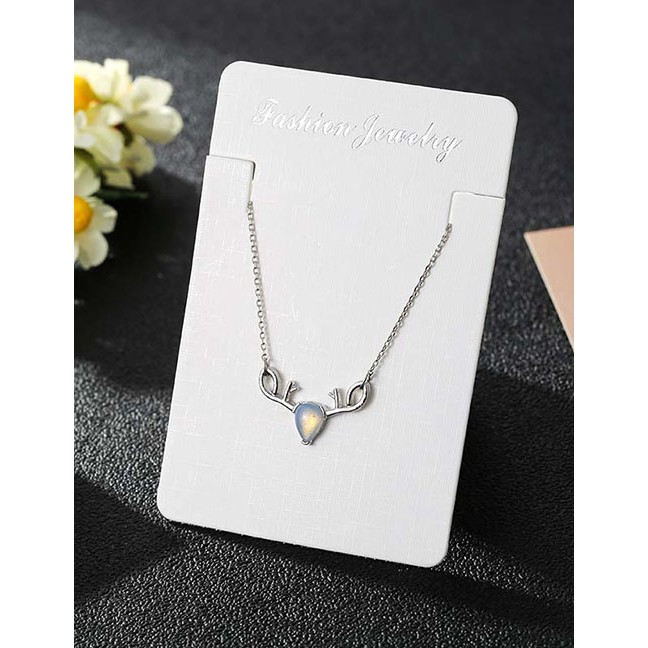 LRC Kalung Fashion Silver Geometric Zircon Necklace D32570