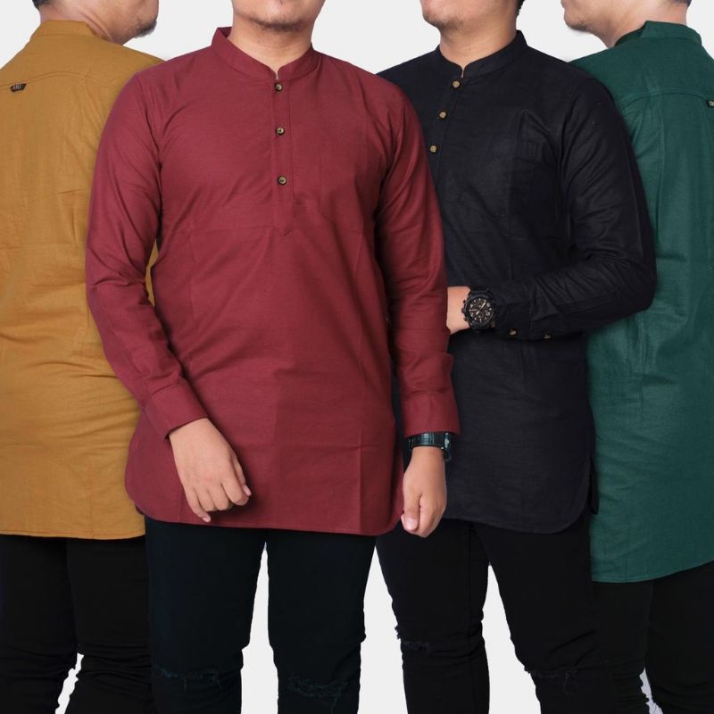 Baju Kemeja Koko Pria Pakistan Polos Lengan Panjang Koko Ustadz Pakistan Lengan Panjang