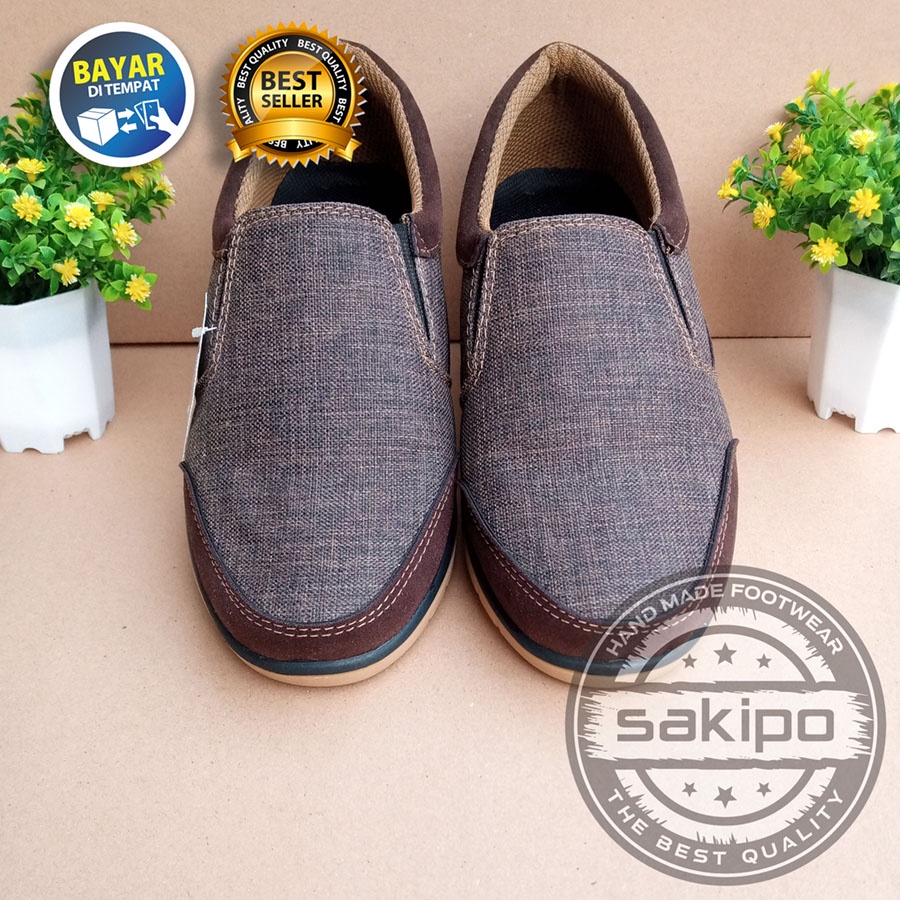 PROMO 9.9 !! SEPATU KASUAL PRIA DEWASA SLIP ON WARNA COKLAT MURAH BERKUWALITAS SOL KARET TRENDI NYAMAN DIPAKAI / SEPATU SANTAI PRIA DEWASA / SEPATU KERJA LAPANGAN / SEPATU KERJA KANTORAN / SAKIPO