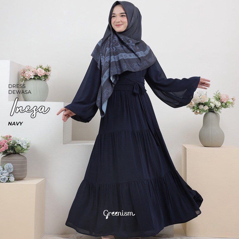 Greenism Sarimbit Raya INESA &amp; IHSAN (Navy) Quality Premium Syari'i - Set Family