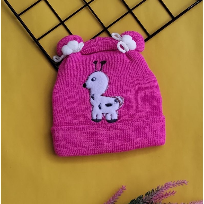 topi kupluk bayi lucu motif jerapah