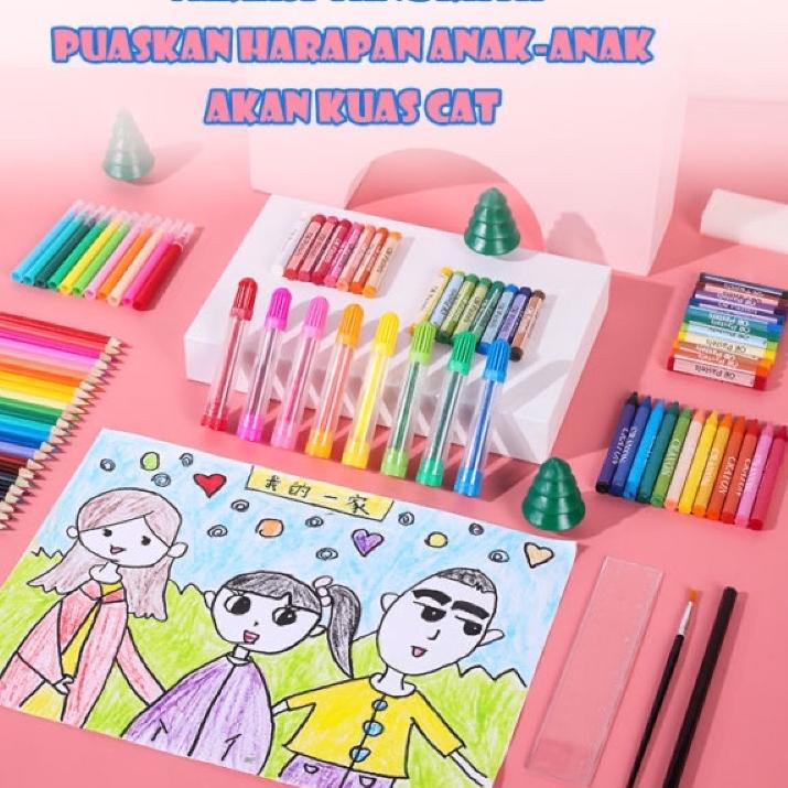 

Harga Bersahabat.. ART Crayon Set Alat Menggambar Anak Krayon Cat Air Rautan Pensil Warna 208 Buah