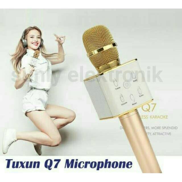 Mic ktv Bluetooth tuxun Q7 wireless mic microphone buat hp handphone ( mic Tanpa Kabel )