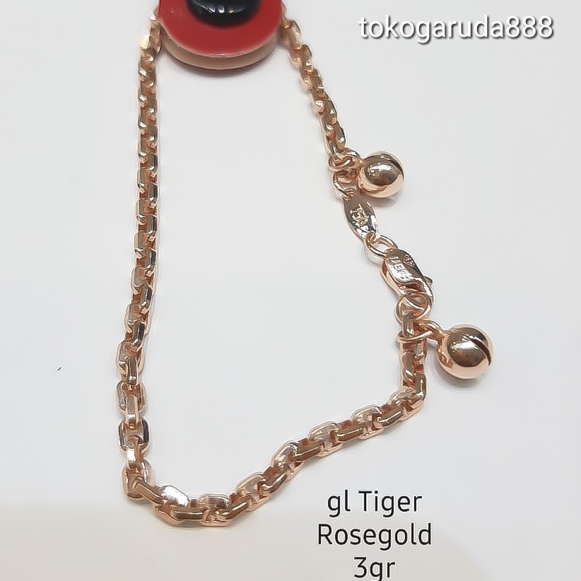 Rantai tangan kaki gelang tali anak dan dewasa emas asli kadar 70% 700 tiger segiempat padat cowok cewek 750 75 gold