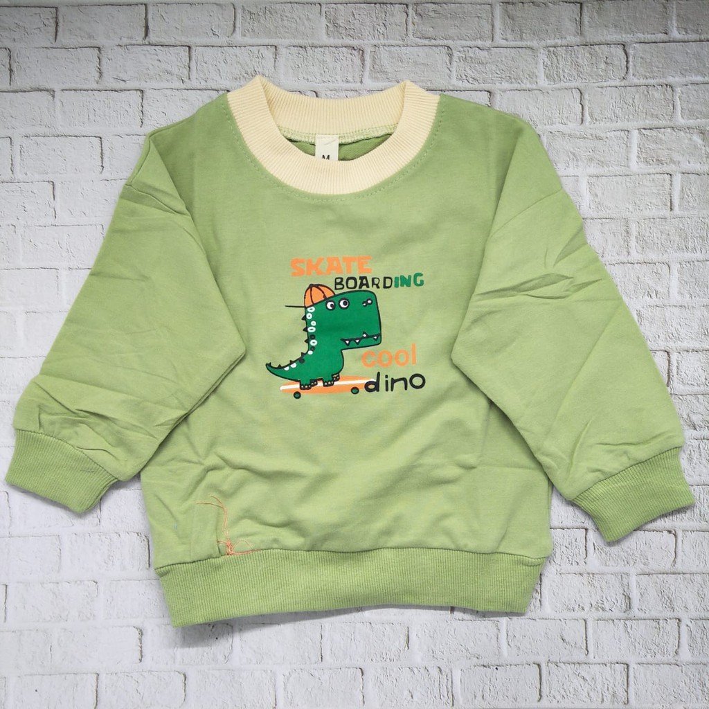 Sweater anak laki laki lucu murah usia 1-5thn 100% import kualitas premium gambar COOL DINO