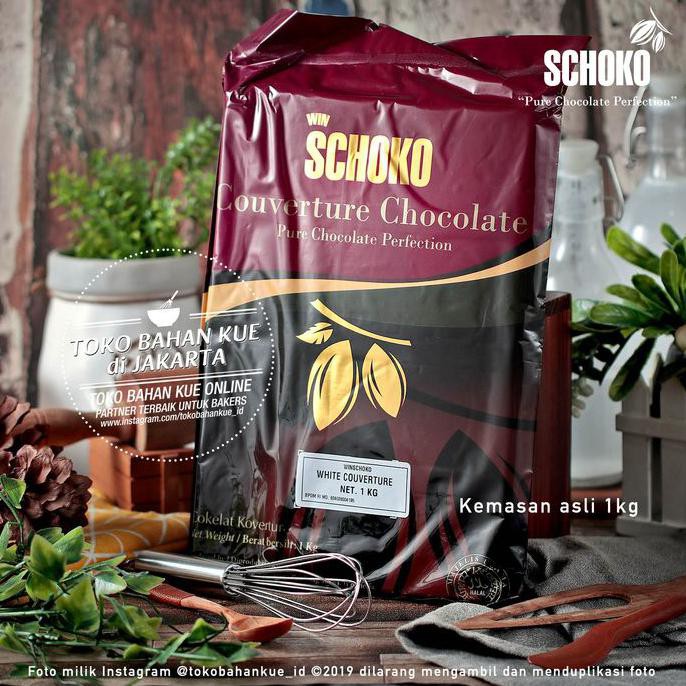 

Schoko WHITE Couverture Chocolate 1kg Cokelat Baking Coklat Putih Susu TERUJI Kode 1225