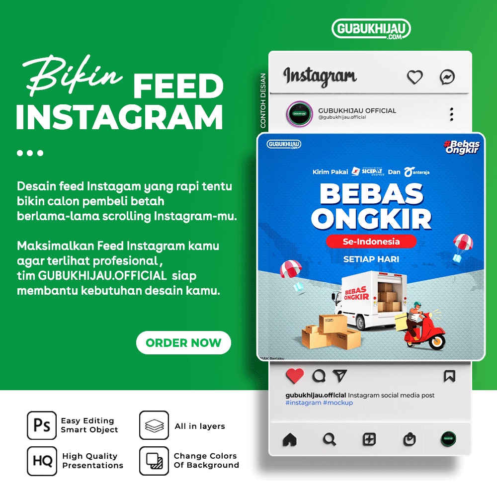 Jasa Desain FEED INSTAGRAM / Bikin Feed Instagram / GUBUKHIJAU