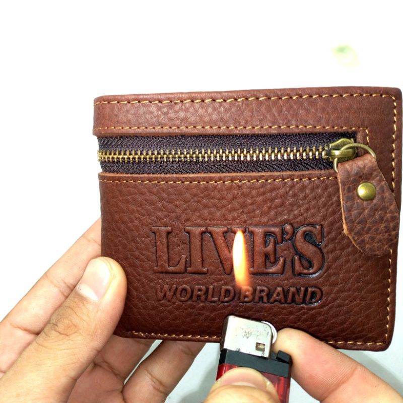 Dompet kulit asli resleting dompet lipat pria kulit sapi asli impor resleting original