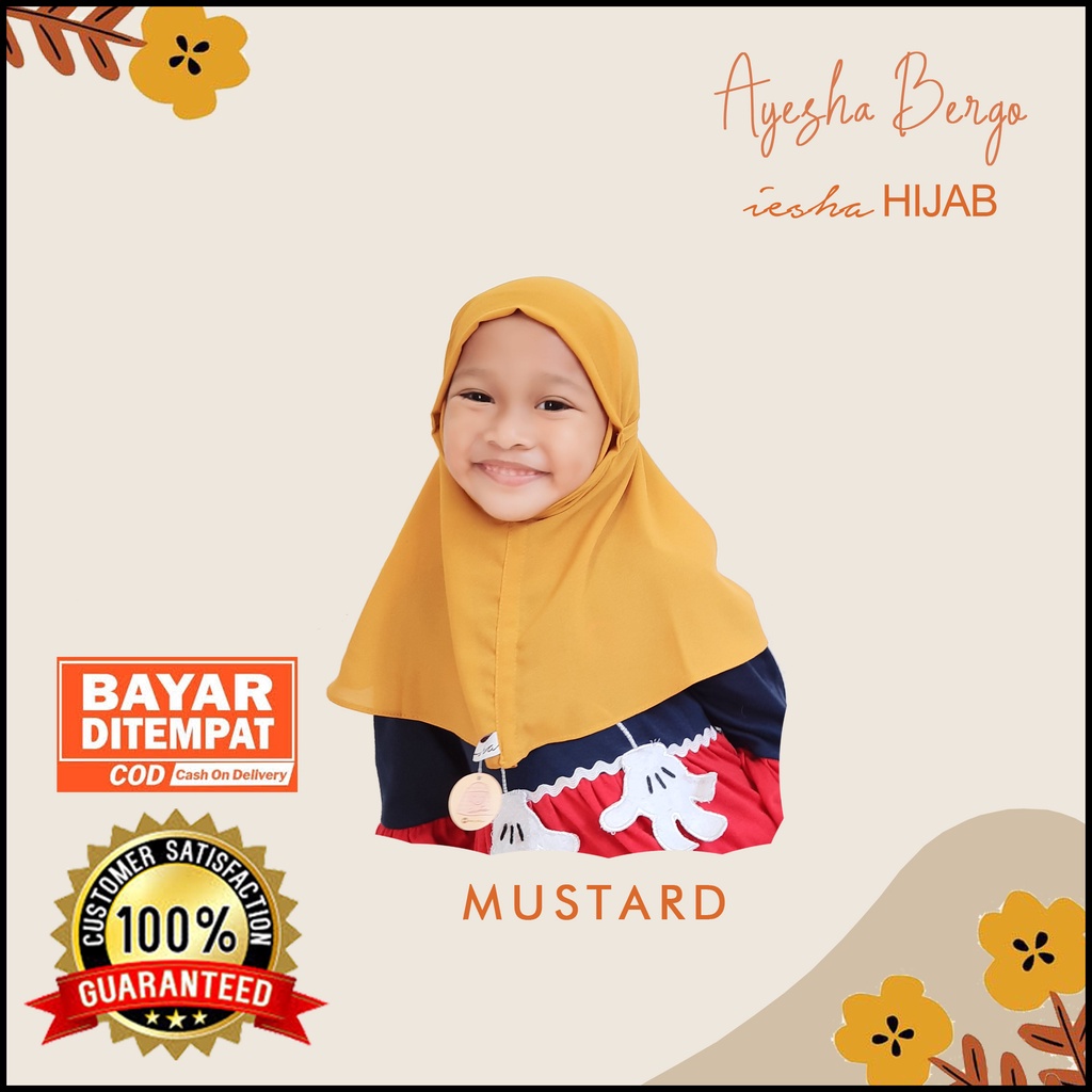 AYESHA BERGO ANAK, JILBAB ANAK 1-3 TAHUN WARNA MUSTARD
