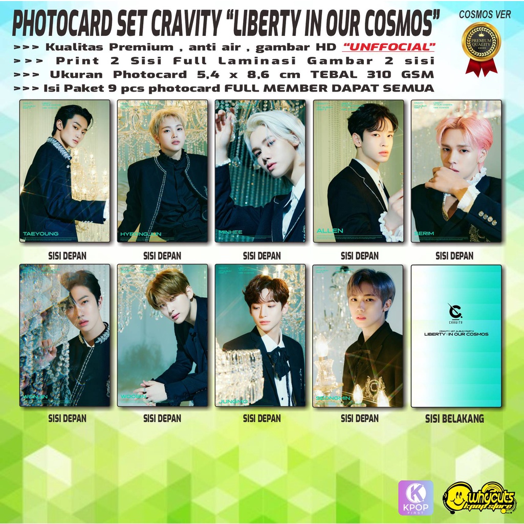 PHOTOCARD SET PC KPOP PREMIUM CRAVITY LIBERTY IN OUR COSMOS / PRINT 2 SISI FULL LAMINASI GLOSSY / ANTI AIR