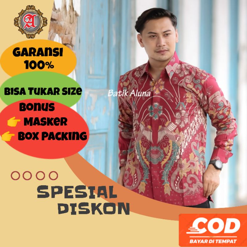 Kemeja Batik Kantor Pria Lengan Panjang Fashion Solo Batik Aluna BAV068