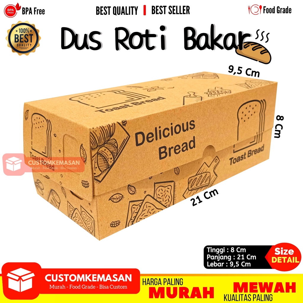 

Kemasan Roti Bakar / Dus Roti Bakar Bandung / Box Roti Bakar / Bungkus Roti Bakar Food Grade Anti Minyak