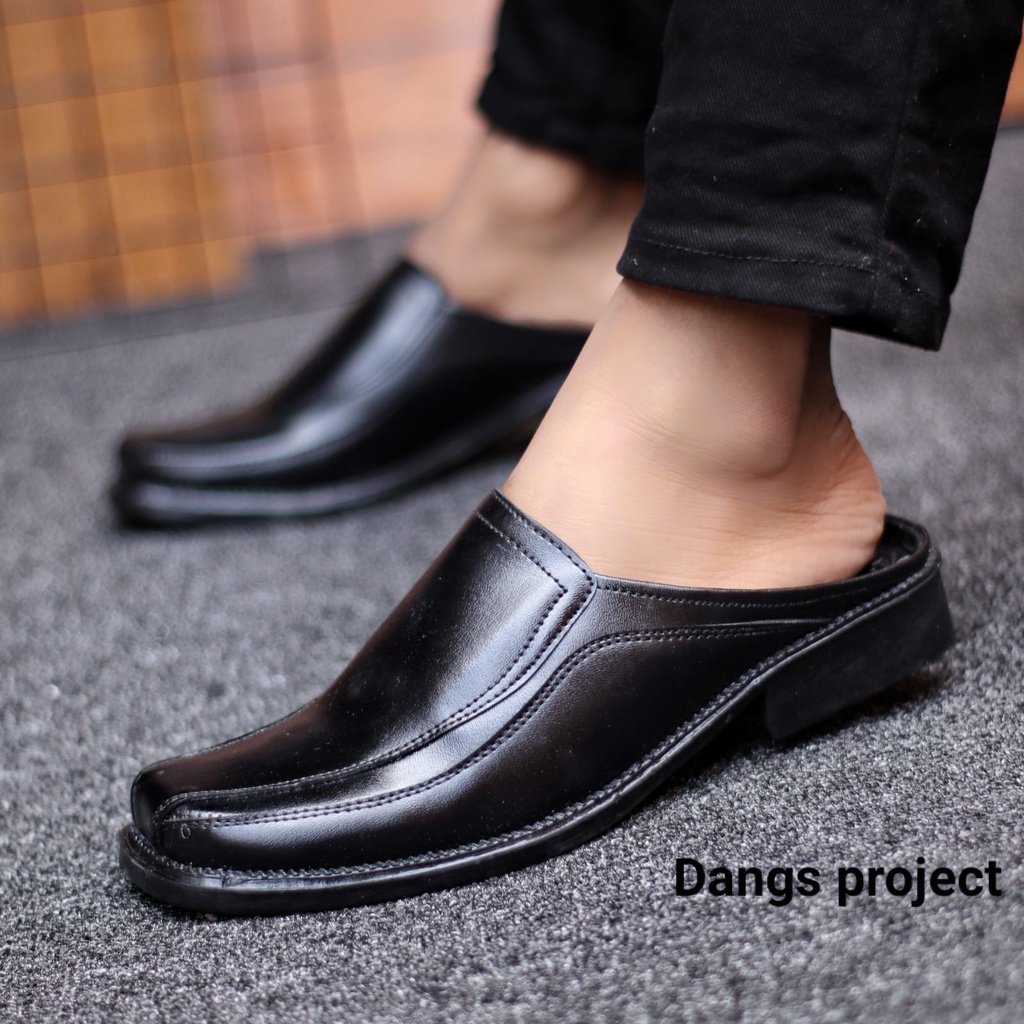 Sepatu Sandal Pria Kulit Sapi Asli Formal Casual Kerja Kantor Sendal Sepatu Slop Selop Bustong Cow L