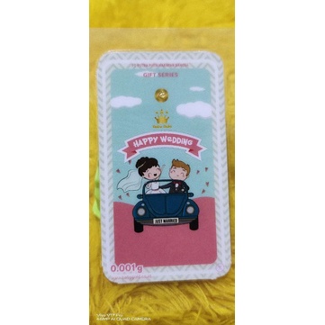 baby gold emas mini logam mulia gift series happy wedding mobil biru 0,001 gram