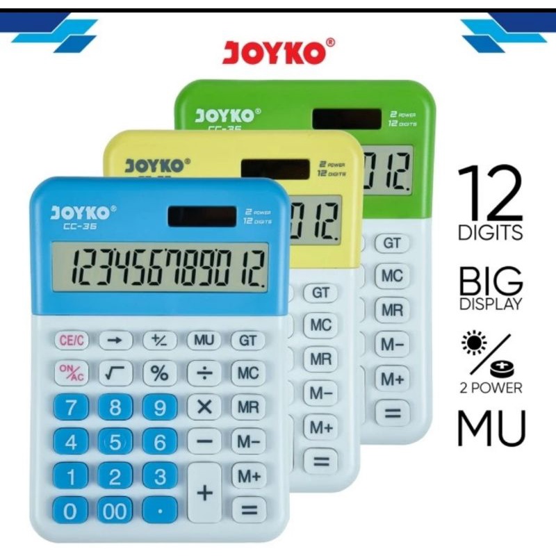 JOYKO CC-36 Color Calculator 12Digit - Desktop Kalkulator/Kalkulator Meja CC36