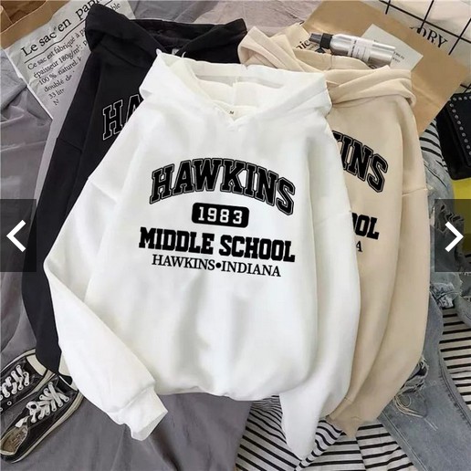 HOODIE HAWKINS OVERSIZE JUMBO SWEATER JAKET JACKET PRIA WANITA (FIT TO XXL)