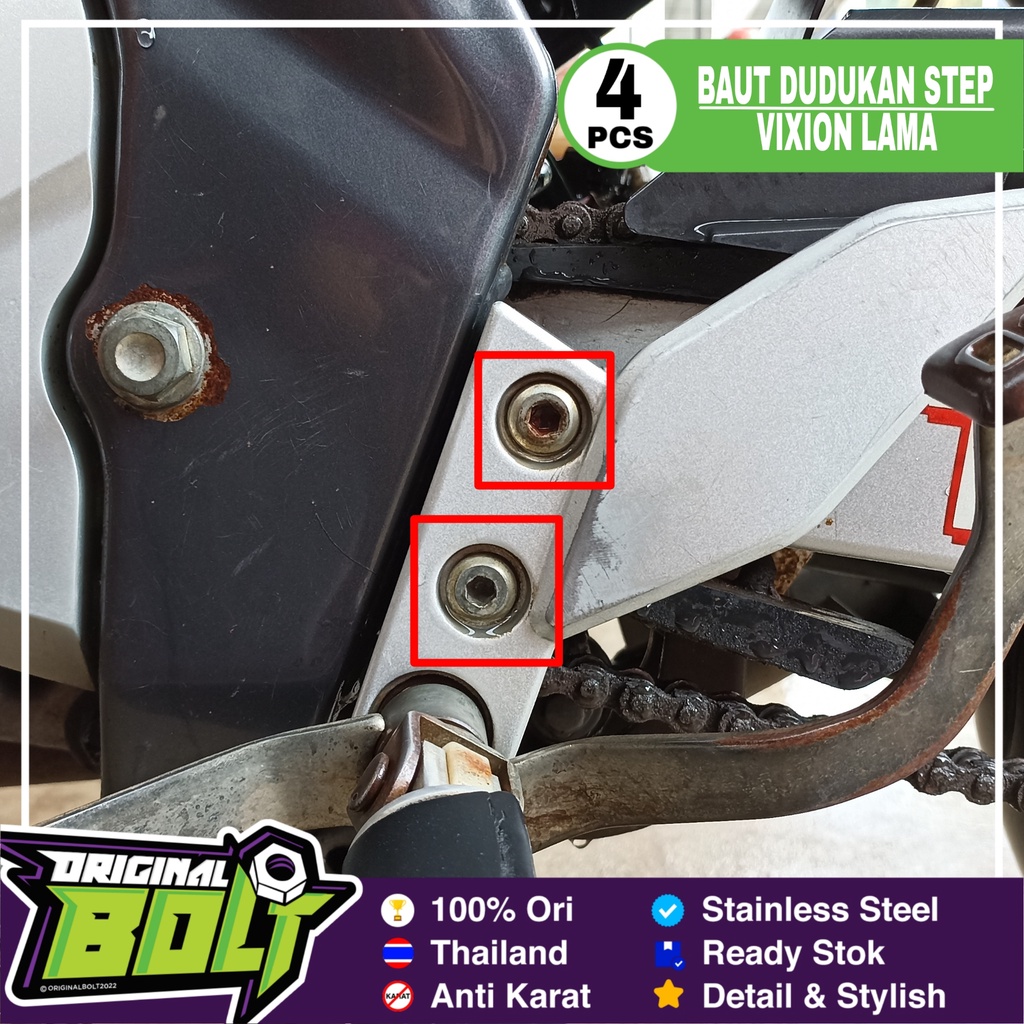 Baut Probolt Dudukan Step Vixion Stainless Heng King Nut Thailand