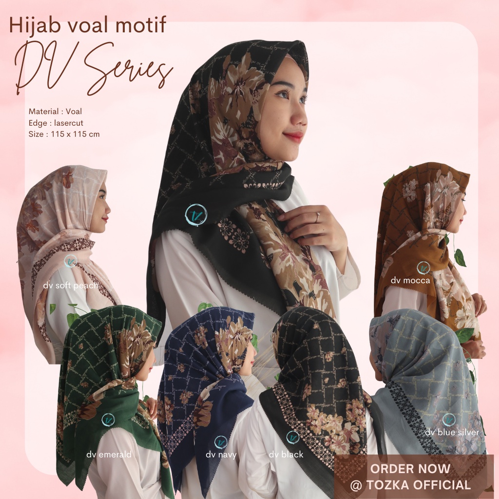 Hijab voal motif I Jilbab segiempat I Square hijab