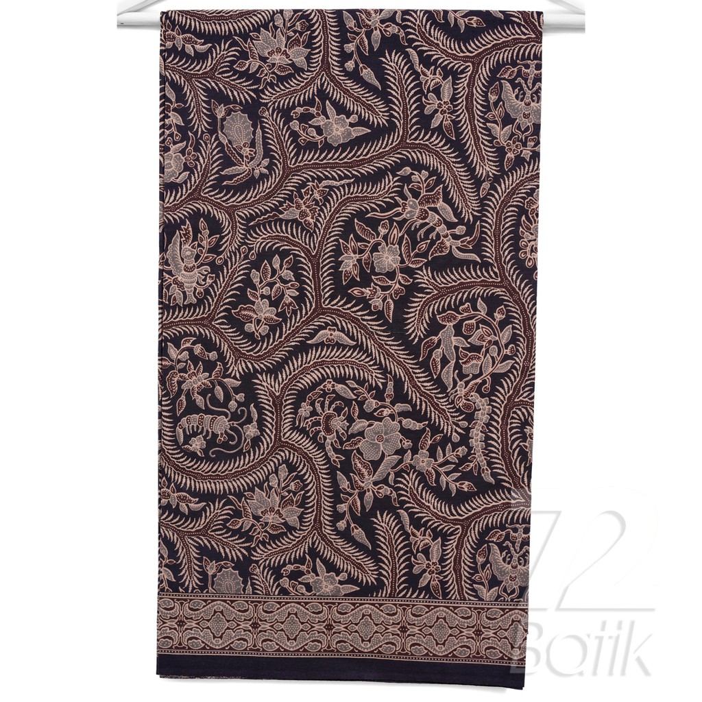 KAIN BATIK KATUN Premium Motif Kembang Segaris Warna Hitam Ireng Item Coklat 722933 Cap 72 Jarik Jarit Samping Kebat Panjang Batik Katun Modern Premium Bahan Seragam Batik Pernikahan Kantor Keluarga Murah Kamen Jadi Batik Bali Lembaran