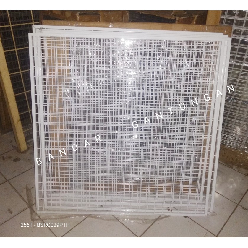 Besi Ram Putih Tebal Ram Bingkai Putih 100 x 100 Grid Wall Wire Foto Pajangan + Dus -BH