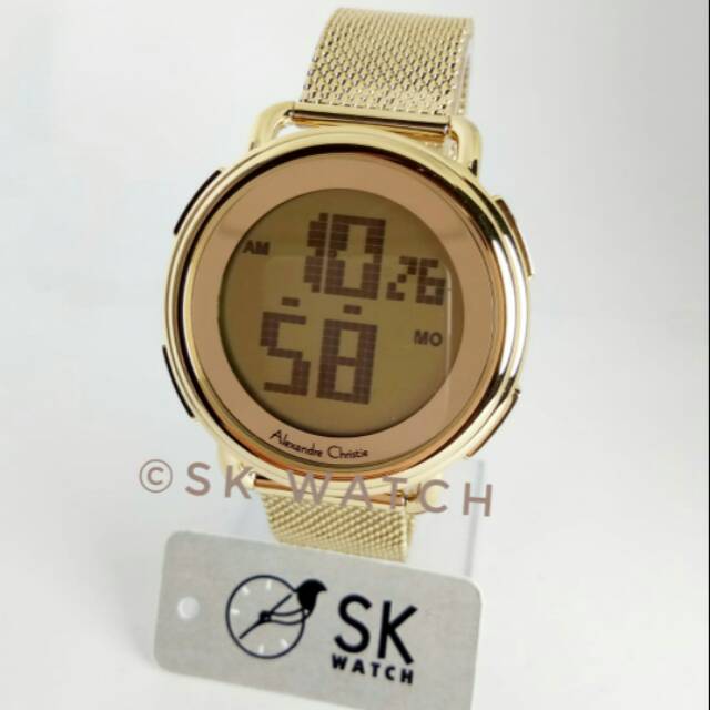 Jam tangan Alexandre Christie ac 9227 pria rantai pasir gold digital