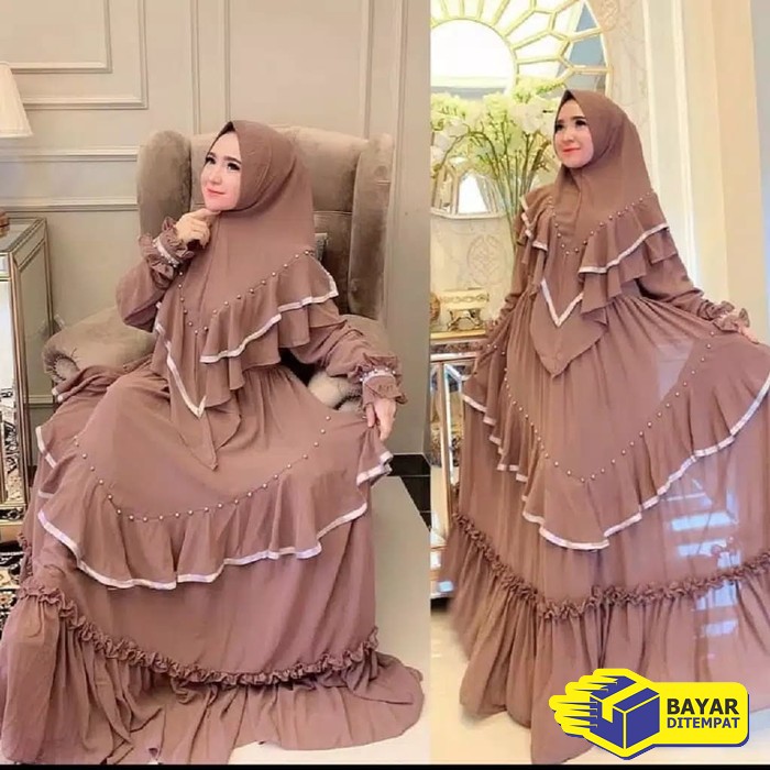 Gamis Wanita Dewasa Terbaru Fashion Perempuan Muslim Fasha Maxy B HK369 Duvenci Syari Baju Gamis P