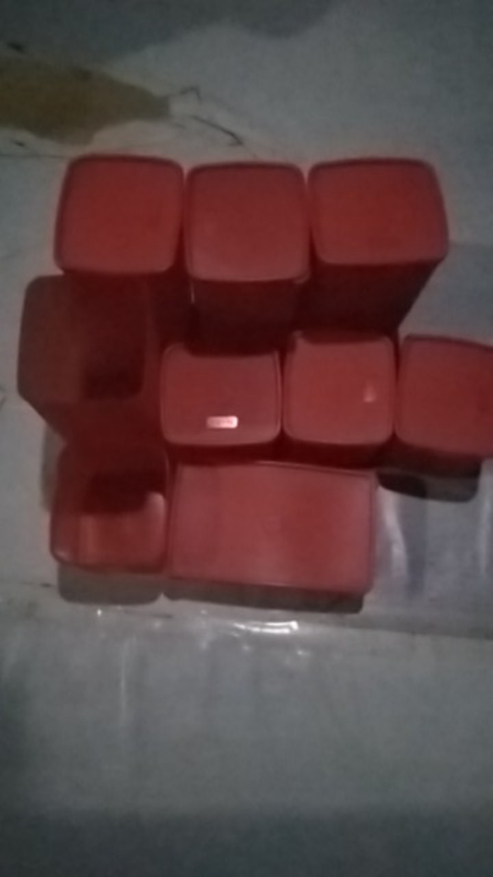 [indra] Set Merah Toples Plastik Isi 9pcs/smk441/wadah Penyimpan Makanan