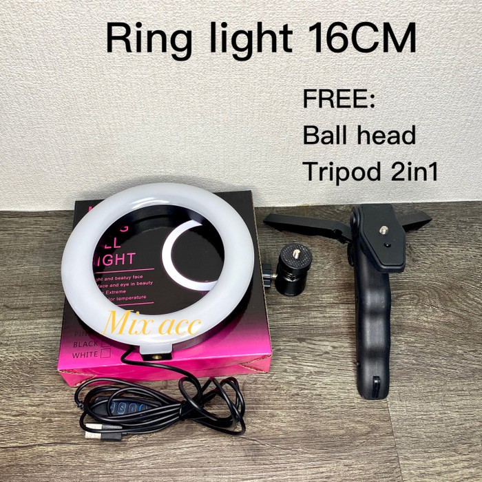 RingLight 16 MIXIO For Selfie Vlogger Livestreamer Plus Tripod Lipat