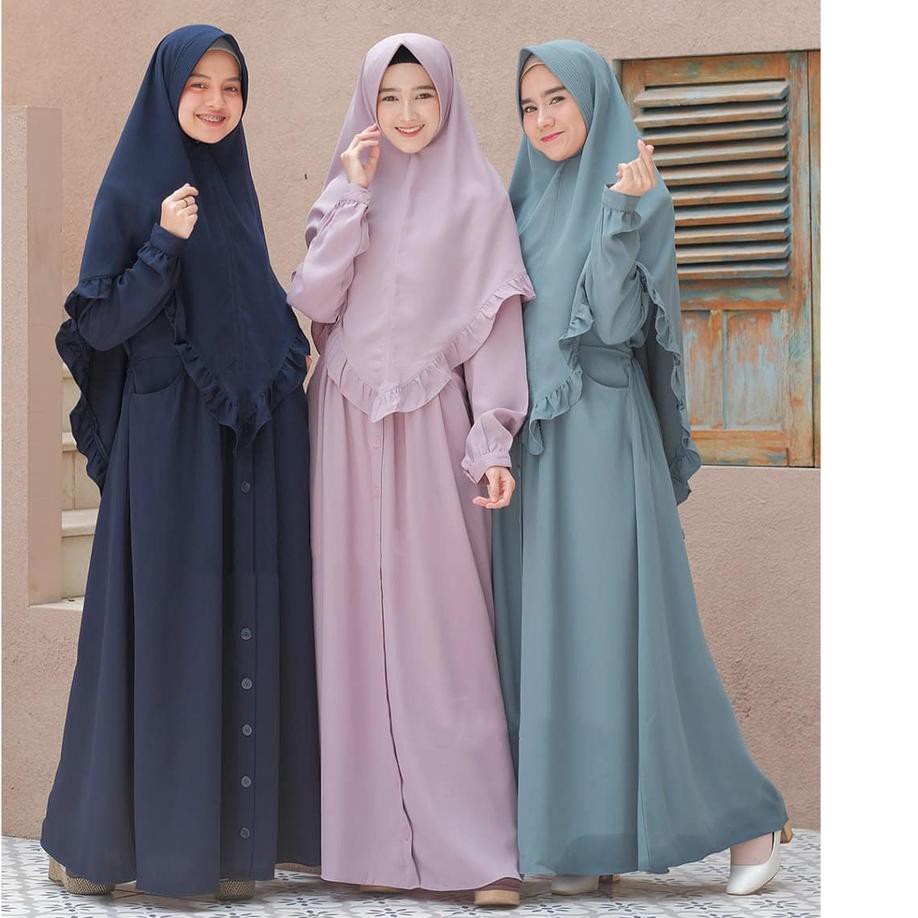 Star [R.A] Elbina Syari S M L XL Set Gamis + Khimar Setelan Hijab Syar'i Termurah
