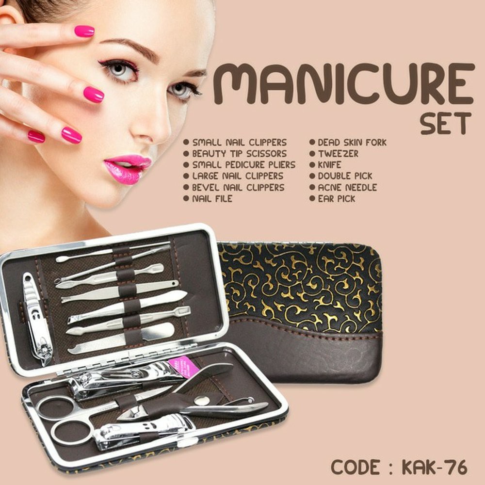 Alat Manicure Pedicure Set Alat Perwatan Kulit Gunting Kuku Nail Art 12Pcs