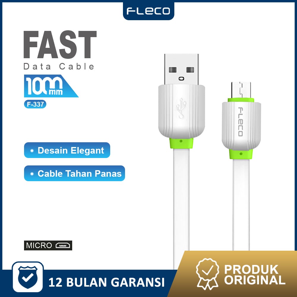 Micro USB Cable EMY Universal Kabel Data USB fast charging F-337 FLECO - Garansi 1 Tahun Rusak Ganti Baru