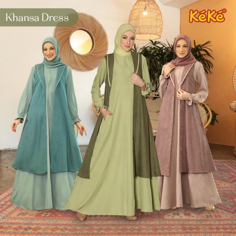 KHANSA DRESS / GDK 2105 | TOSCA - OLIVE - LAVENDER | DISKON GAMIS KEKE TERBARU