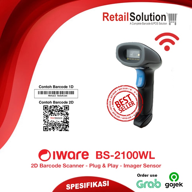 Barcode Scanner 1D Wireless Stand - Iware BS2100 WL / BS-2100WL / BS2100WL / BS-2100 WL