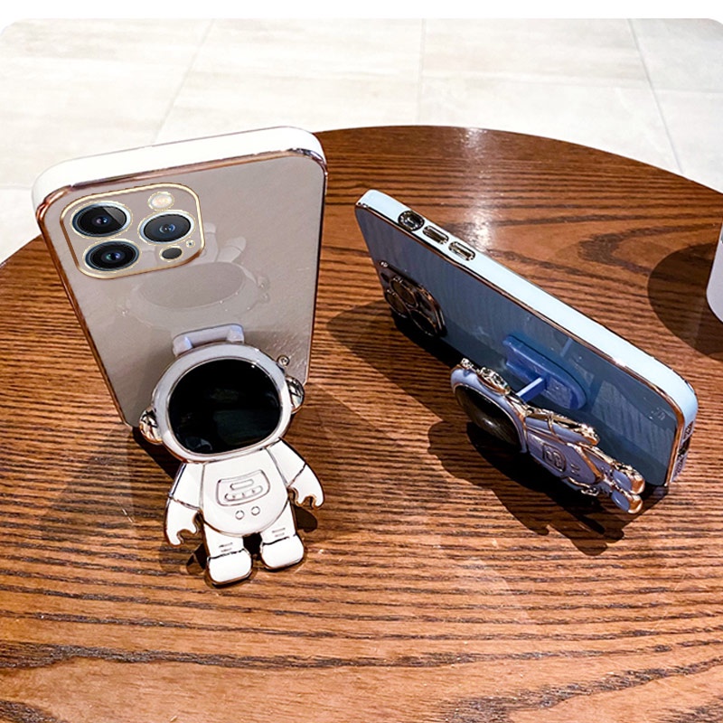 IPHONE Casing Ponsel Untuk Iphone14 13 12 11 Pro Max Warna Permen Astronot Stand Deluxe Camera Case