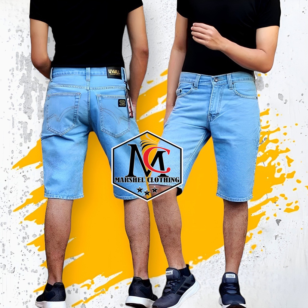 RCL - Celana Pendek Uvall Jeans Warna Bioblits Premium / Celana Jeans Pendek Uvall Original Pria ( 28 Sampai 38 )