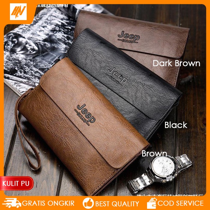 Clutch Dompet Jeep Kulit Tas Tangan Hand Bag Pria Wanita Tas Hp Pouch Clutch Pria Lokal