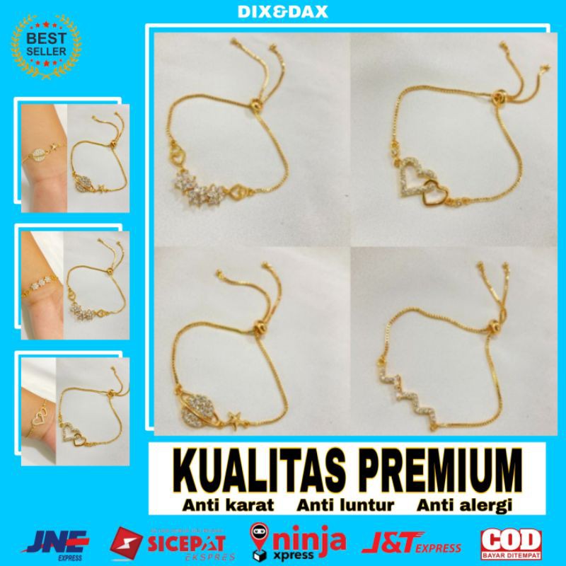 Perhiasan Gelang Serut Xuping Lapis Emas Aksesoris Fashion Wanita Korea Kekinian Asli Anti Karat K3