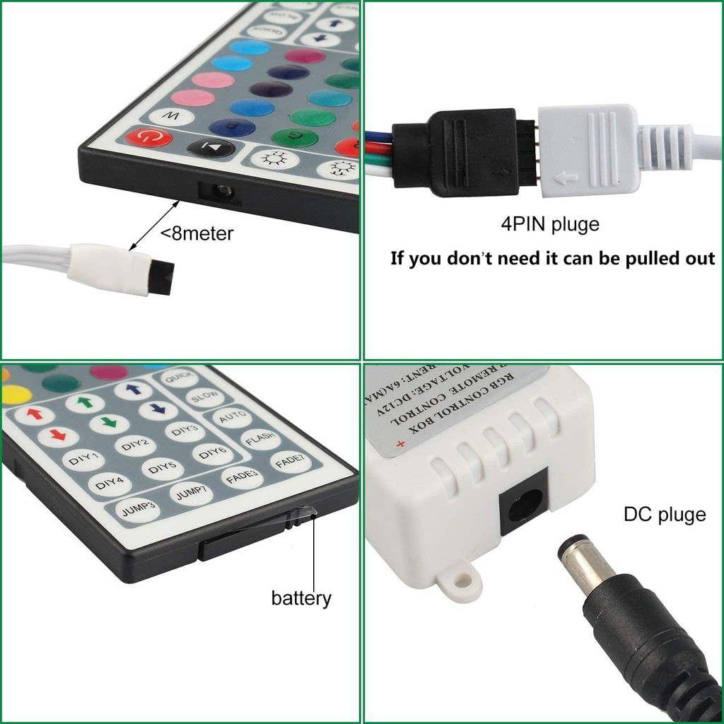 Lampu Strip LED RGB IP44 3528 Komplit Adaptor Remote / Lampu Hias Natal /  Lampu Dekorasi Outdoor