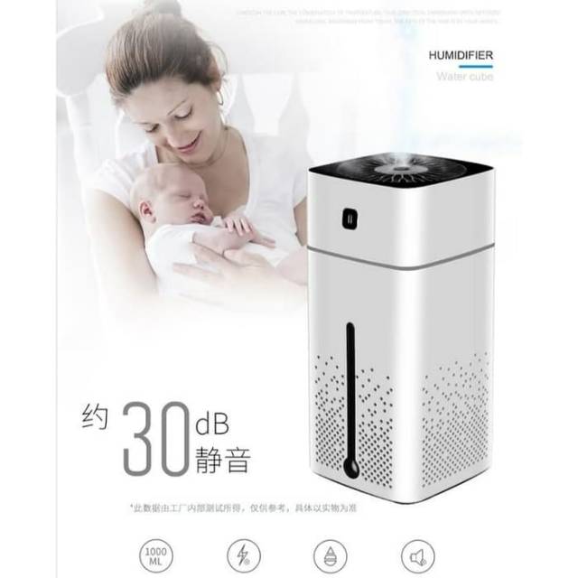 Air Humidifier Difuser 1000 ml + Lampu RGB 7 Warna Aromaterapi