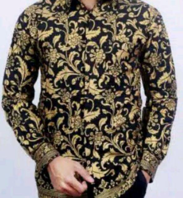 Kemeja Batik Lengan Panjang Size M L Xl Xxl Motif Bakung