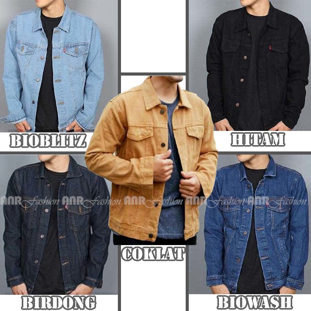 Jaket Jeans Denim Pria/Cowok - BioBlitz/BioWash/BiruDongker/Coklat/Hitam