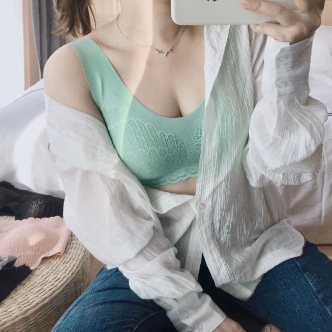 ✽ [4.0] Premium & Feminin SEAMLESS BRA LATEX Thailand - Abu-abu, L ✴