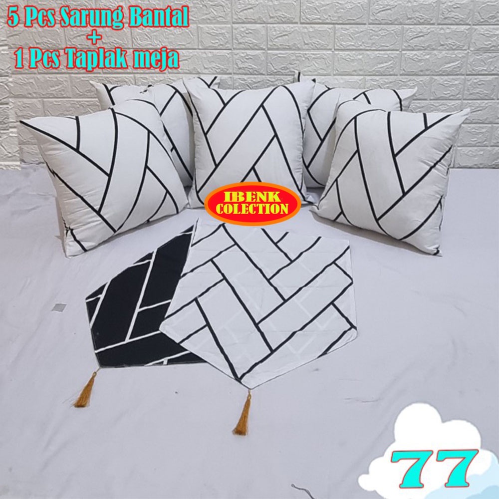 Sarung bantal Sofa Minimalis 50 X 50 Paket + Taplak