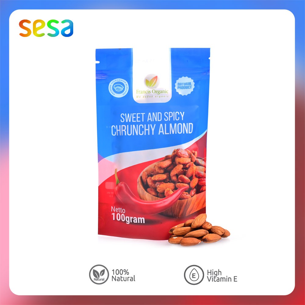

FRANCIS ORGANIC Sweet & Spicy Crunchy Almond 100gr - Kacang Almon