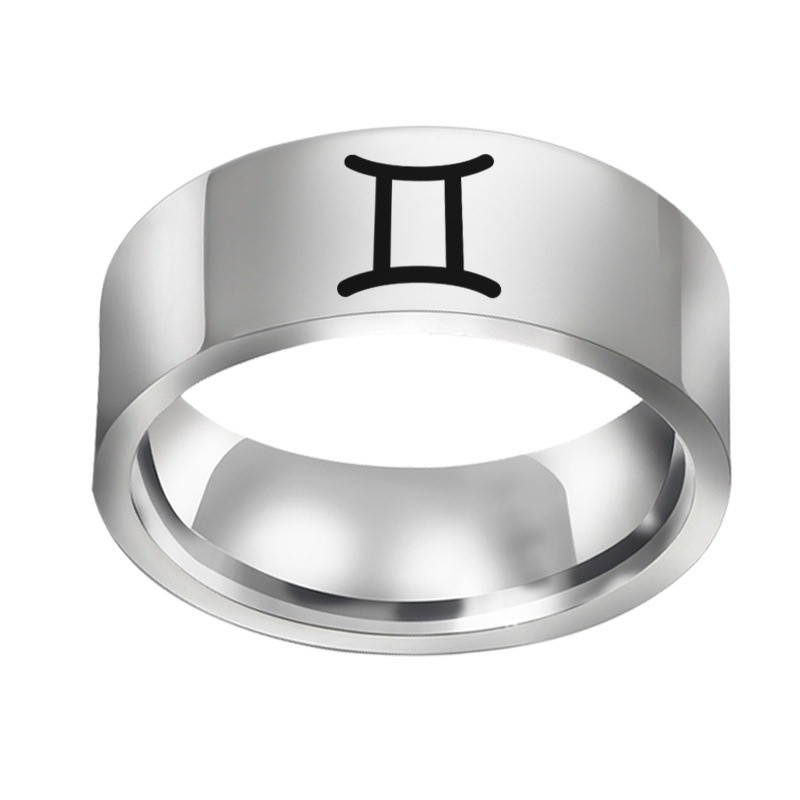 Cincin konstelasi dua belas stainless steel perak Fashion Ring