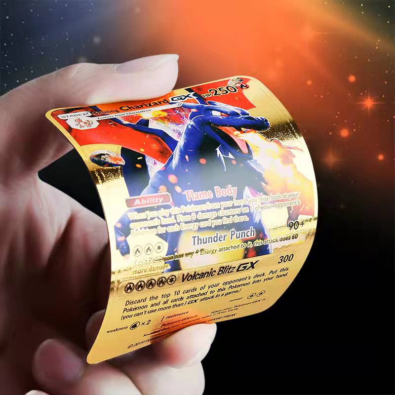 Kartu Pokemon 1 Box 55pcs Metal Warna Charizard Pikachu Pokemon Card