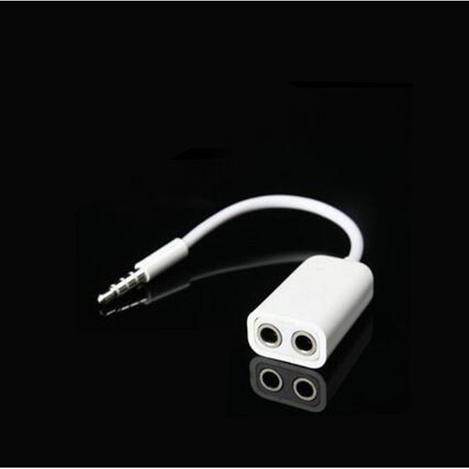 Splitter Kabel 2 in 1 Male To Dual Female (MIC + AUDIO) - Putih