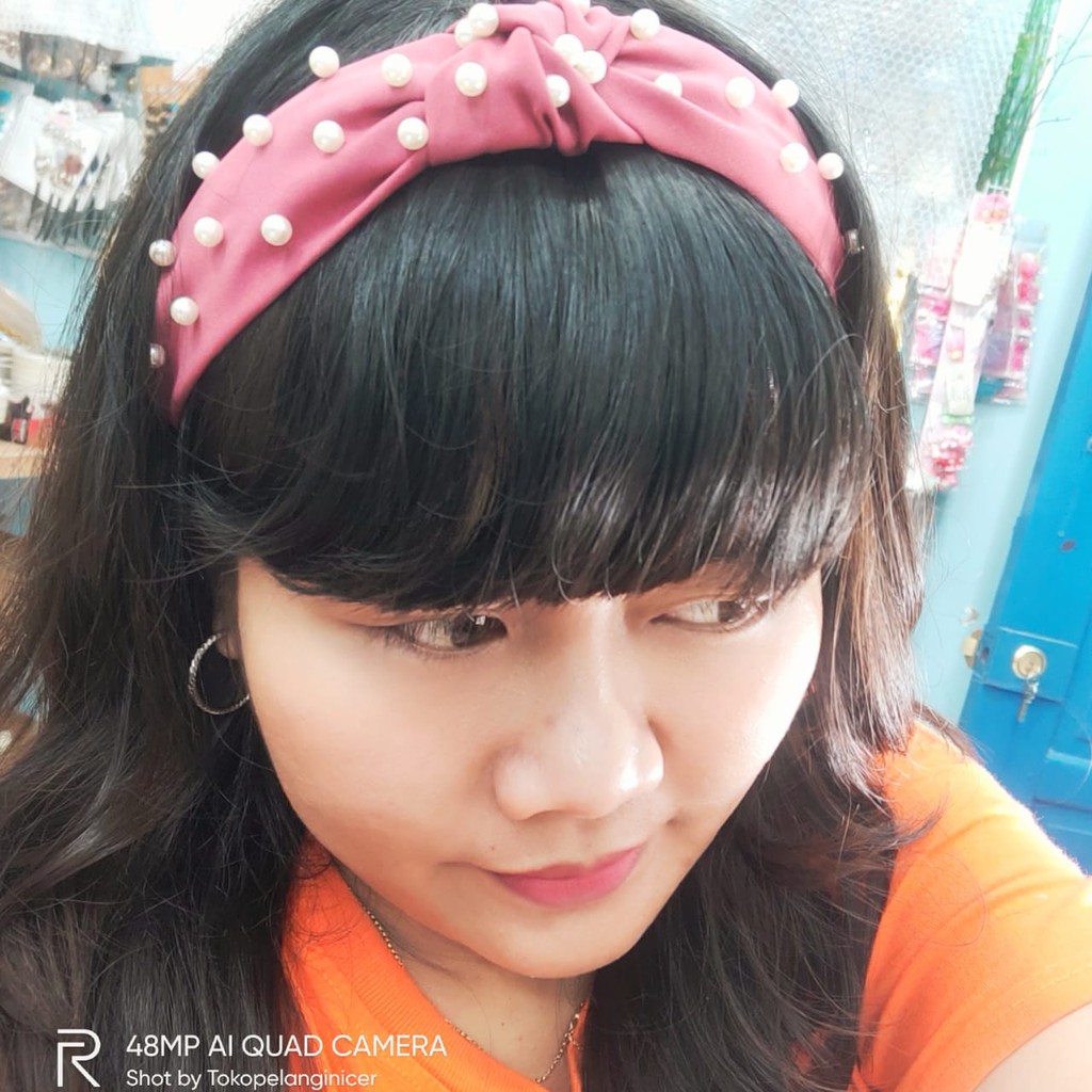 Bando Bandana Korea / Bando Kain Motif Ala Korea Premium/ Bando murah Manik Mutiara Tokopelanginicer