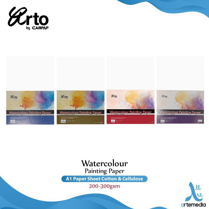 

Kertas Cat Air Arto A1 Watercolor Paper Sheet - CELLULOSE 200gm